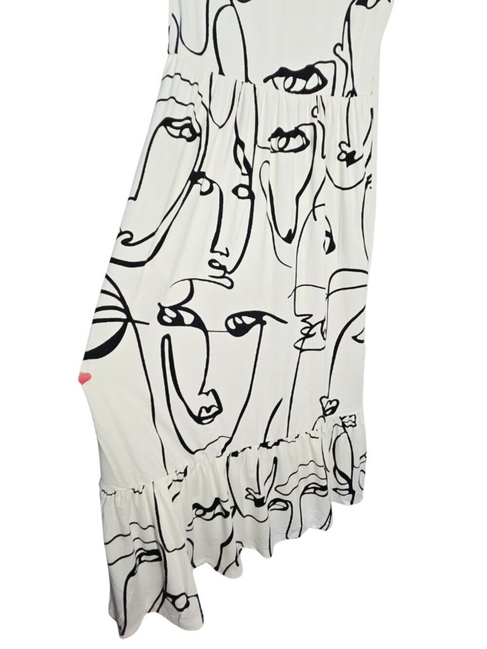 Sleeveless White Maxi Dress with Abstract Black Line Print - Picture 5 of 9